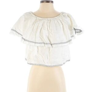 Zara White 100% Linen Crop Top XS